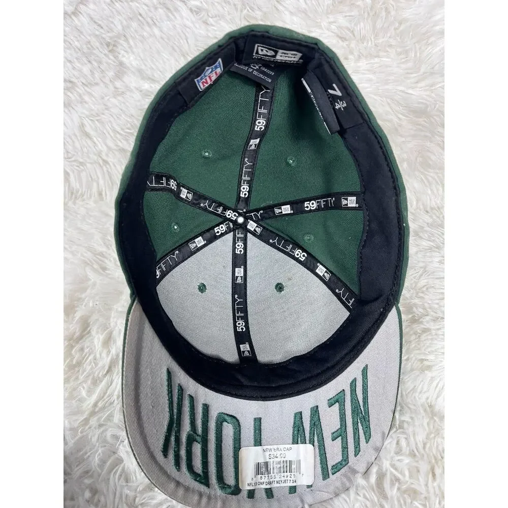 New York Jets Hat Cap Fitted Mens 7 3/4 Green NFL Football New Era 59FIFTY